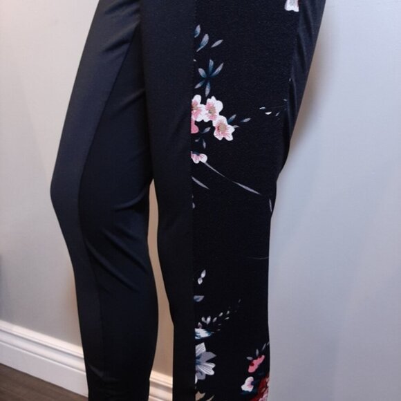 3/$20 Emery Rose High Waist Leggings Floral Spliced Side Striped Contrast Skinny - Picture 9 of 13